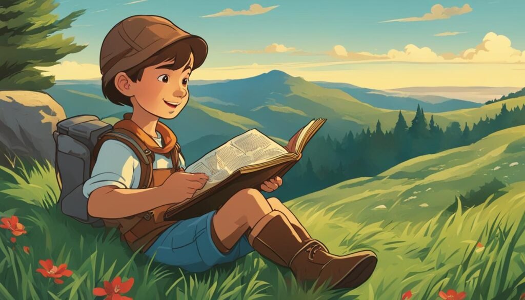 Child holding a Russian adventure book