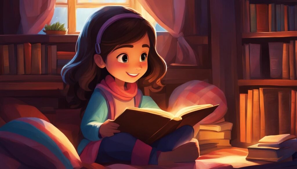 Enthusiastic girl reading a popular book