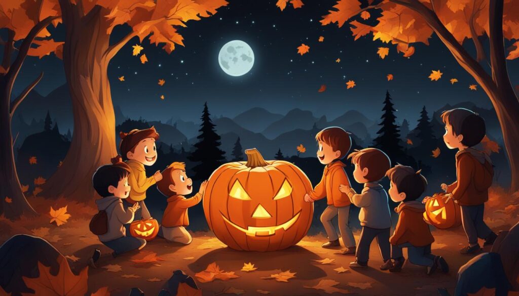 Halloween-themed children's book illustrations