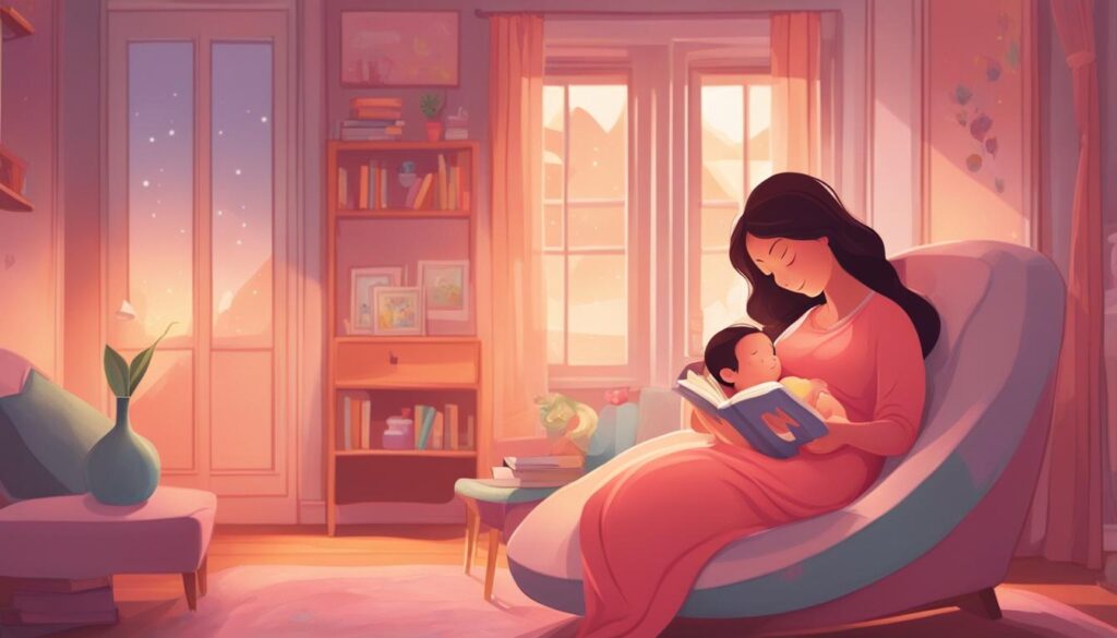 Mother reading to baby in womb