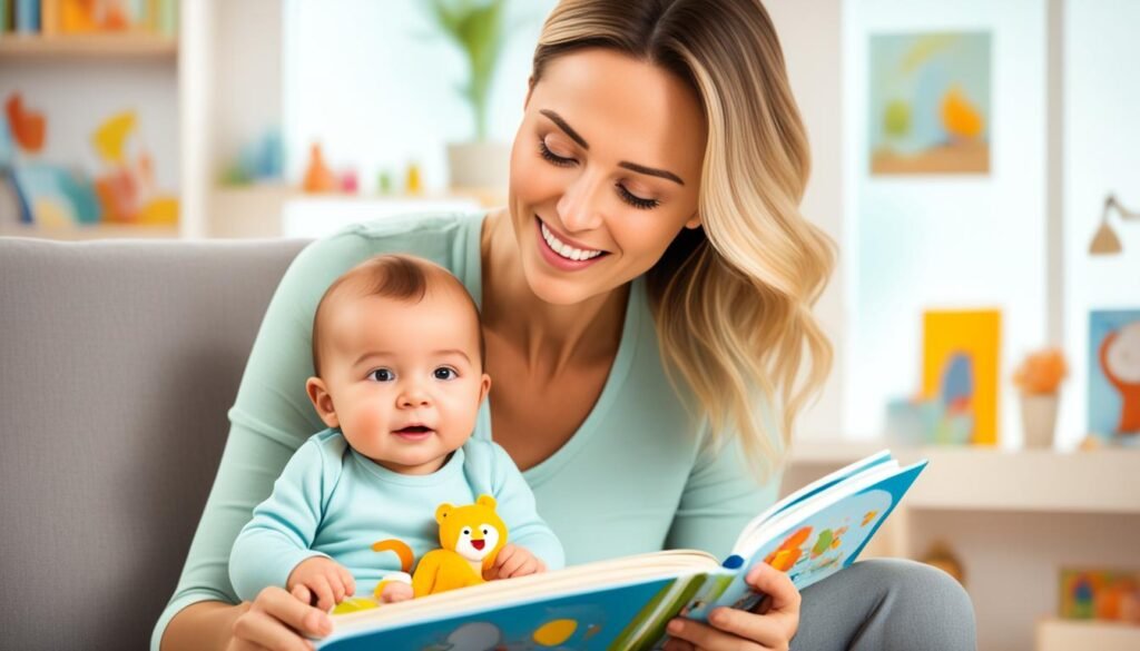 Parent and child enjoying Baby Wise book