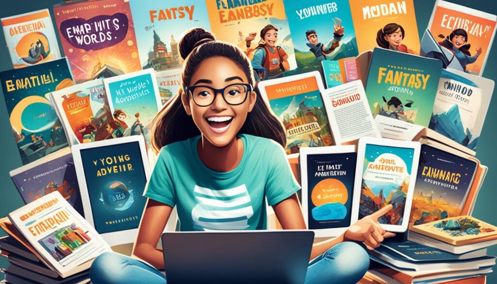 Teenager downloading free ebooks