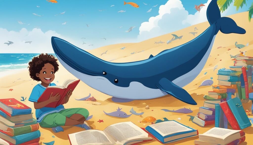 kid engaging with whale themed book activities