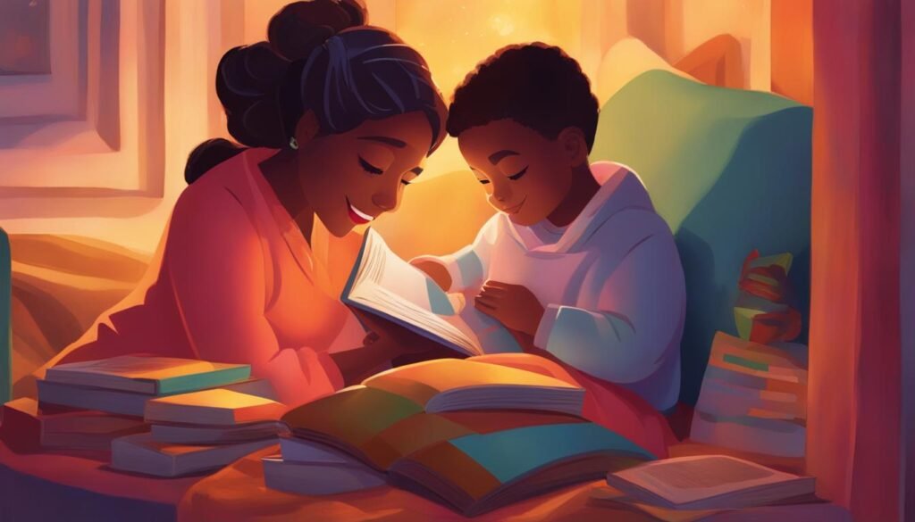 parent reading nursery rhyme book to baby